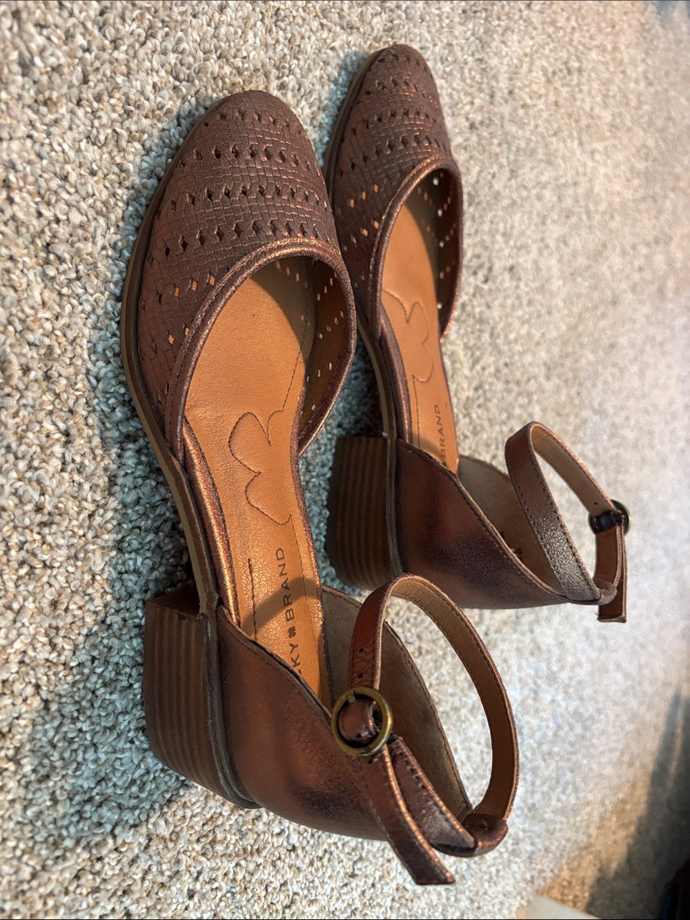 Lucky Brand Brown Perforated Leather D'Orsay Heels